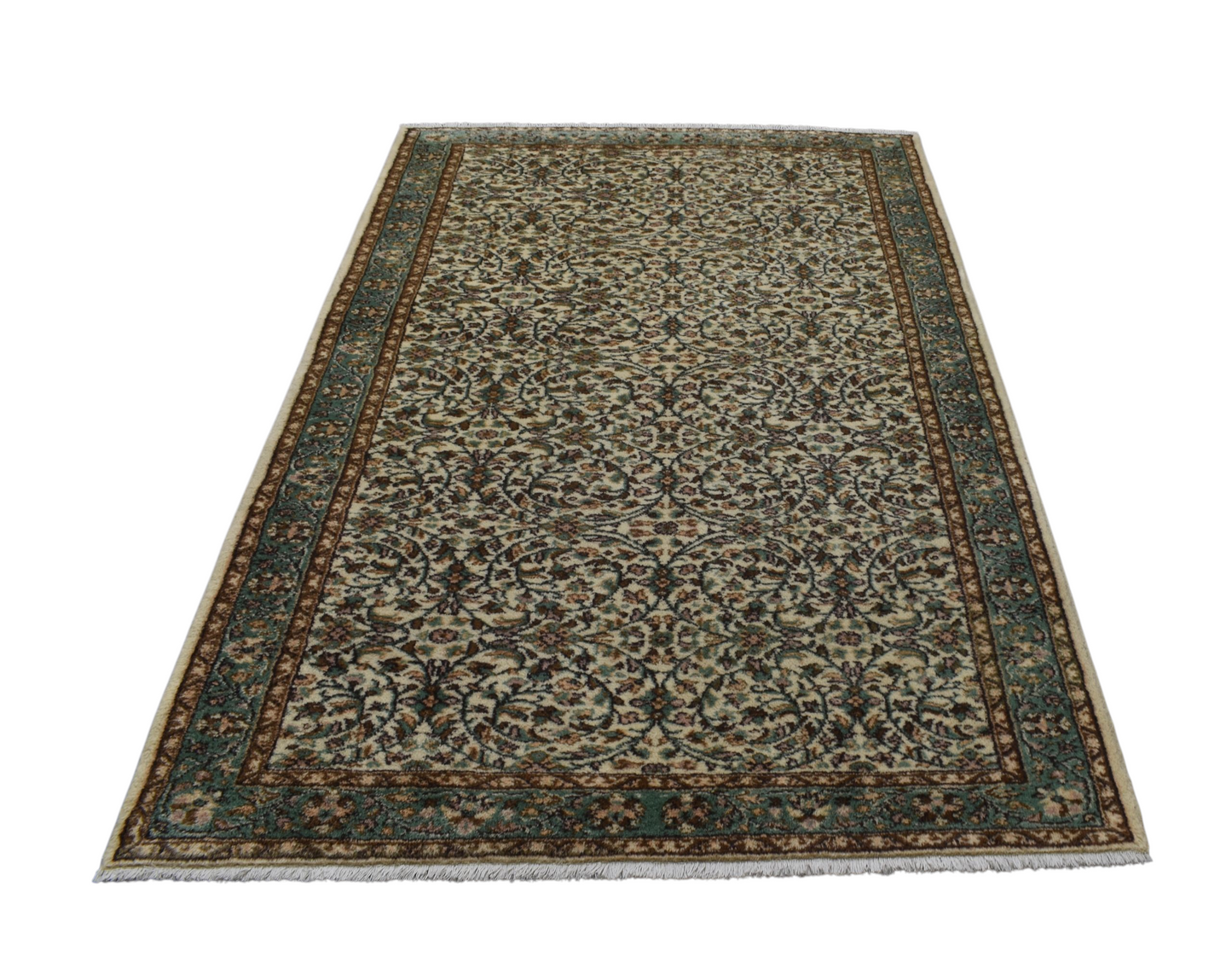 Kilim Antik El Dokuma 5m2 Çiçekli Foça Yün Halı 0870 - Yeni - Krem Bej