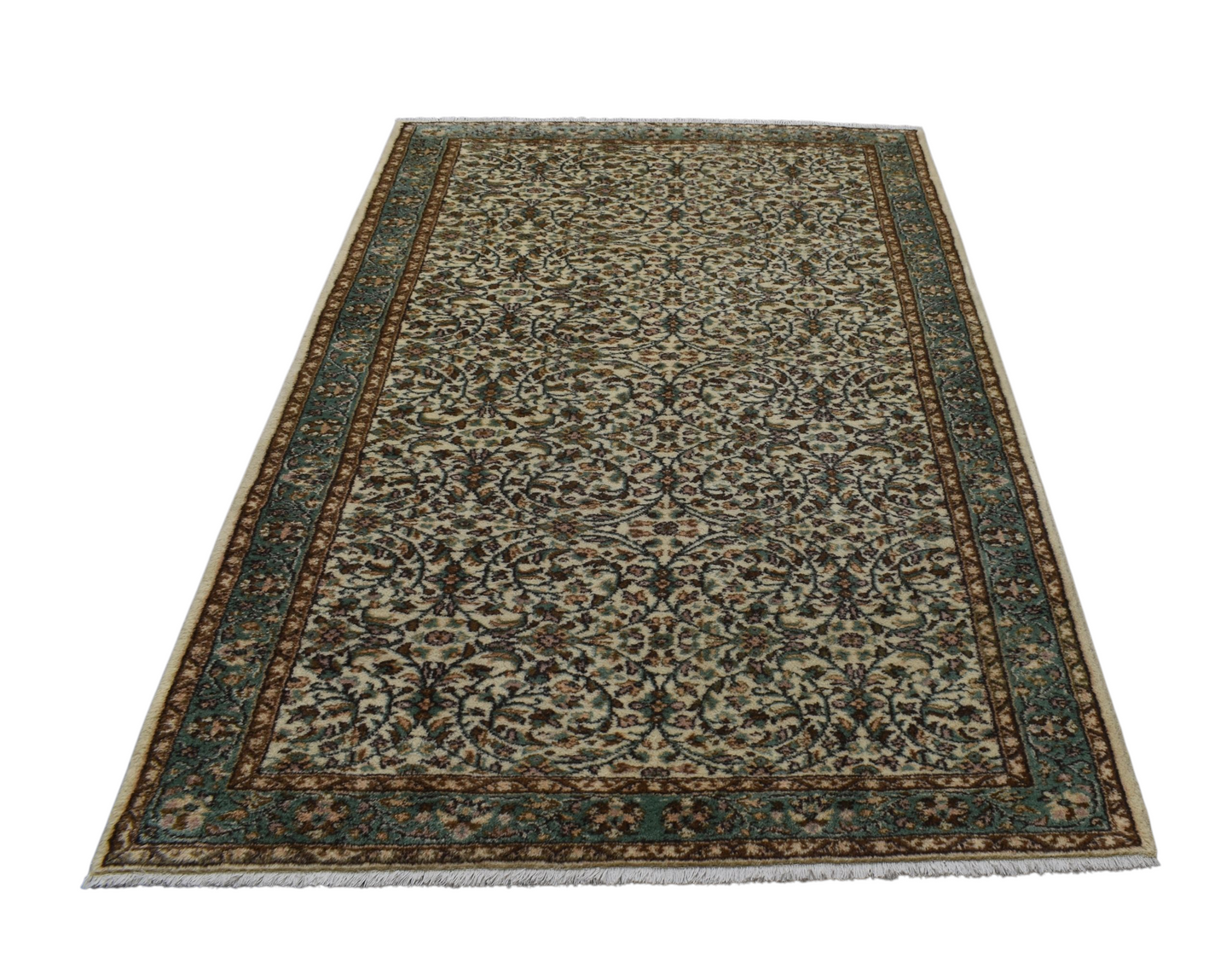 Kilim Antik El Dokuma 5m2 Çiçekli Foça Yün Halı 0870 - Yeni - Krem Bej
