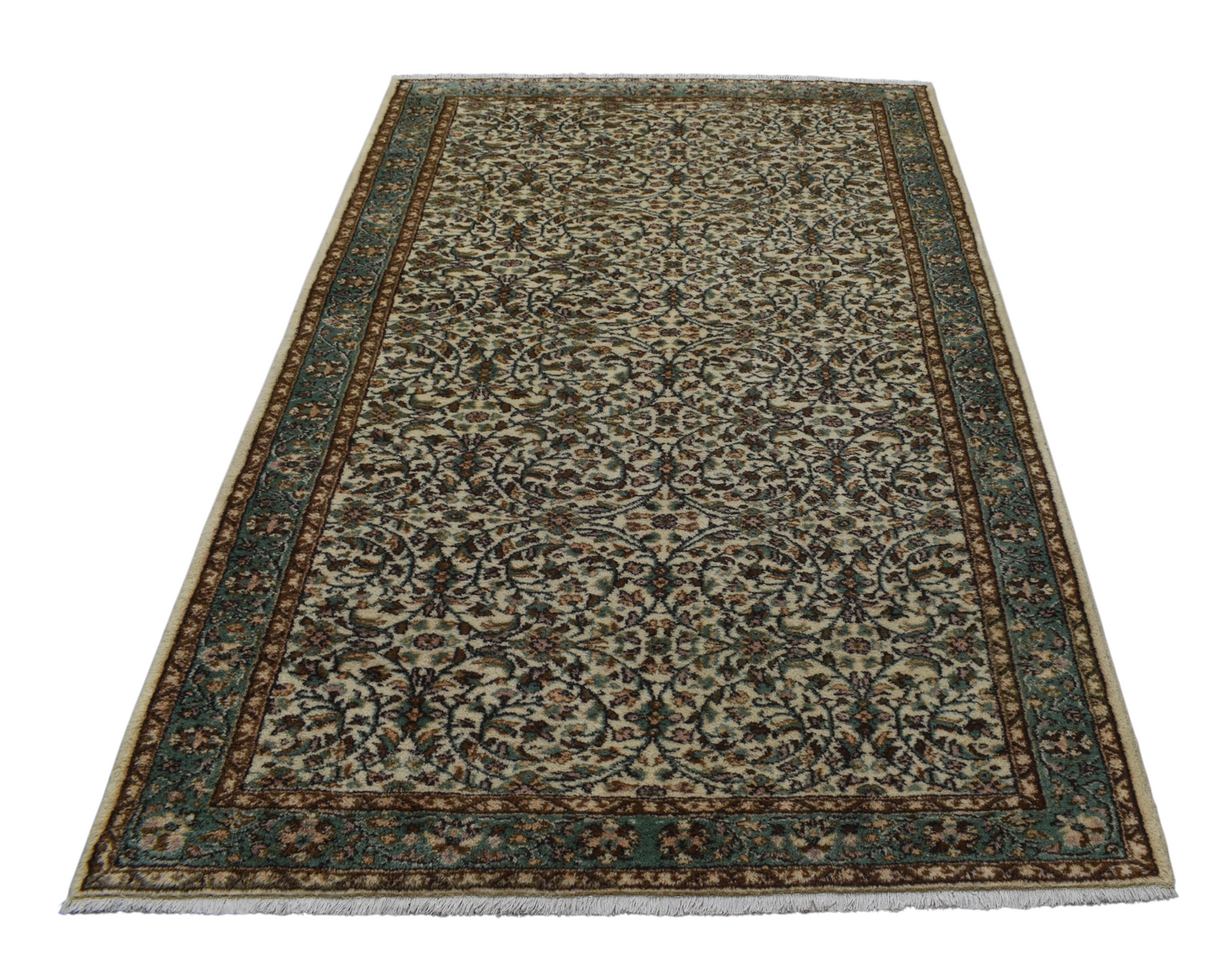 Kilim Antik El Dokuma 5m2 Çiçekli Foça Yün Halı 0870 - Yeni - Krem Bej