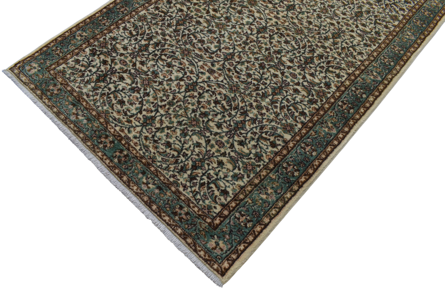Kilim Antik El Dokuma 5m2 Çiçekli Foça Yün Halı 0870 - Yeni - Krem Bej