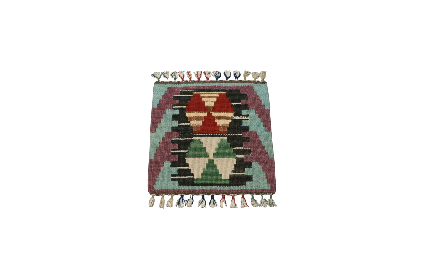 Kilim Antik El Dokuma Kare Köşe Kayseri Yün Kilim Koltuk Sandalye Minderi 0873 - Yeni - Çok Renkli