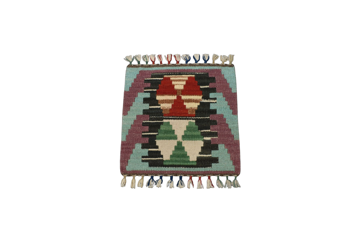 Kilim Antik El Dokuma Kare Köşe Kayseri Yün Kilim Koltuk Sandalye Minderi 0873 - Yeni - Çok Renkli