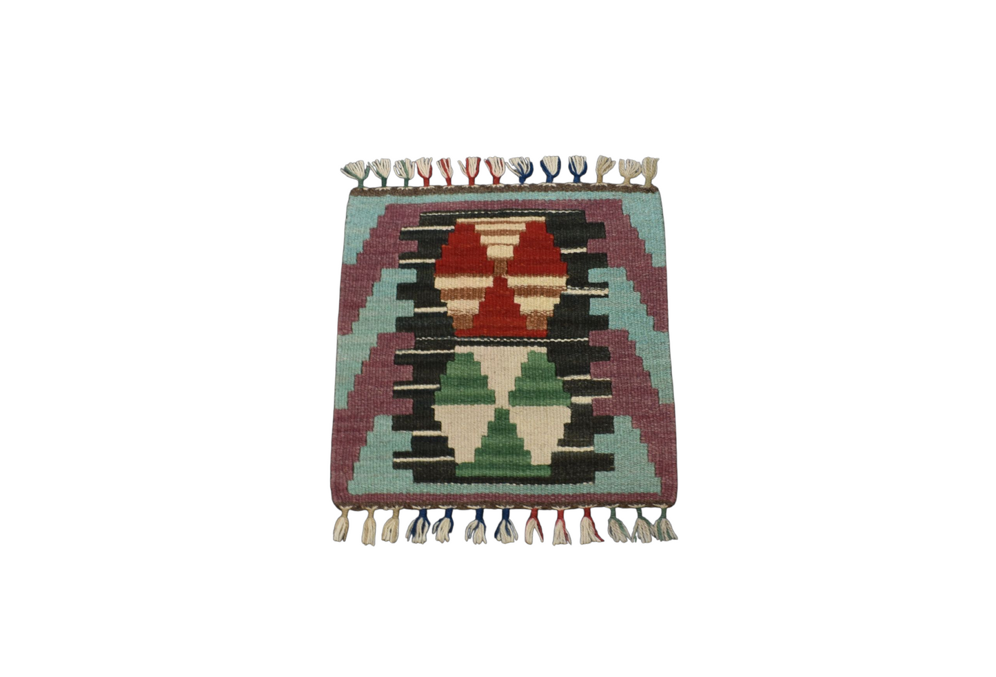 Kilim Antik El Dokuma Kare Köşe Kayseri Yün Kilim Koltuk Sandalye Minderi 0873 - Yeni - Çok Renkli