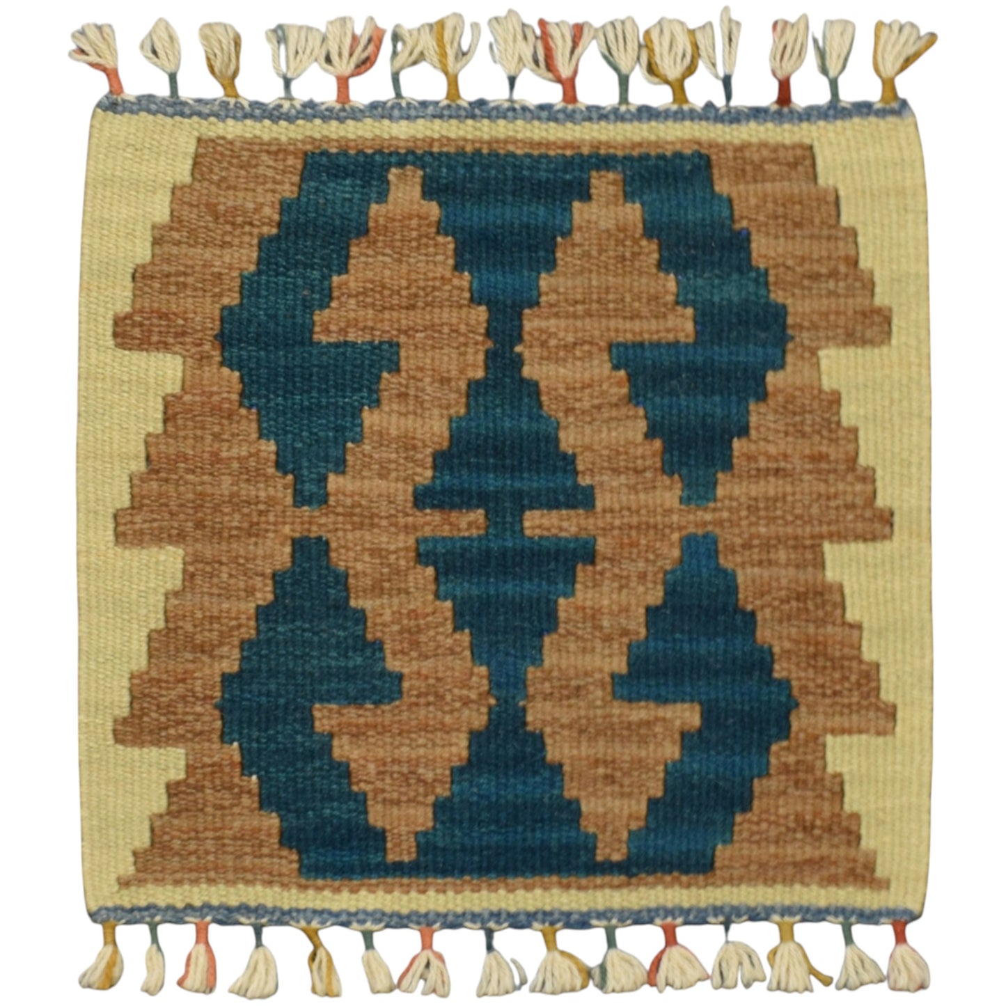 Kilim Antik El Dokuma Kare Köşe Sandalye Minderi Pınarbaşı Kayseri Yün Kilim 0875 - Yeni - Çok Renkli