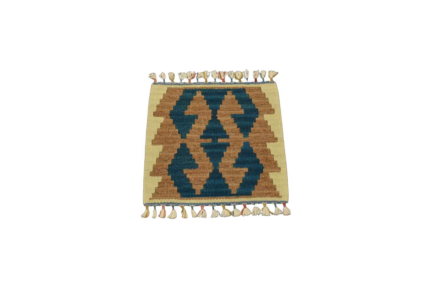 Kilim Antik El Dokuma Kare Köşe Sandalye Minderi Pınarbaşı Kayseri Yün Kilim 0875 - Yeni - Çok Renkli