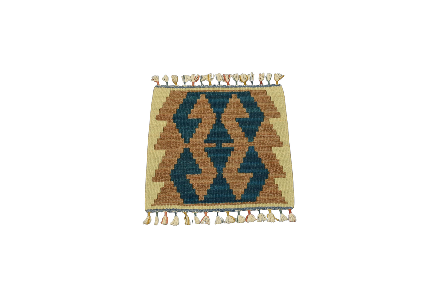 Kilim Antik El Dokuma Kare Köşe Sandalye Minderi Pınarbaşı Kayseri Yün Kilim 0875 - Yeni - Çok Renkli
