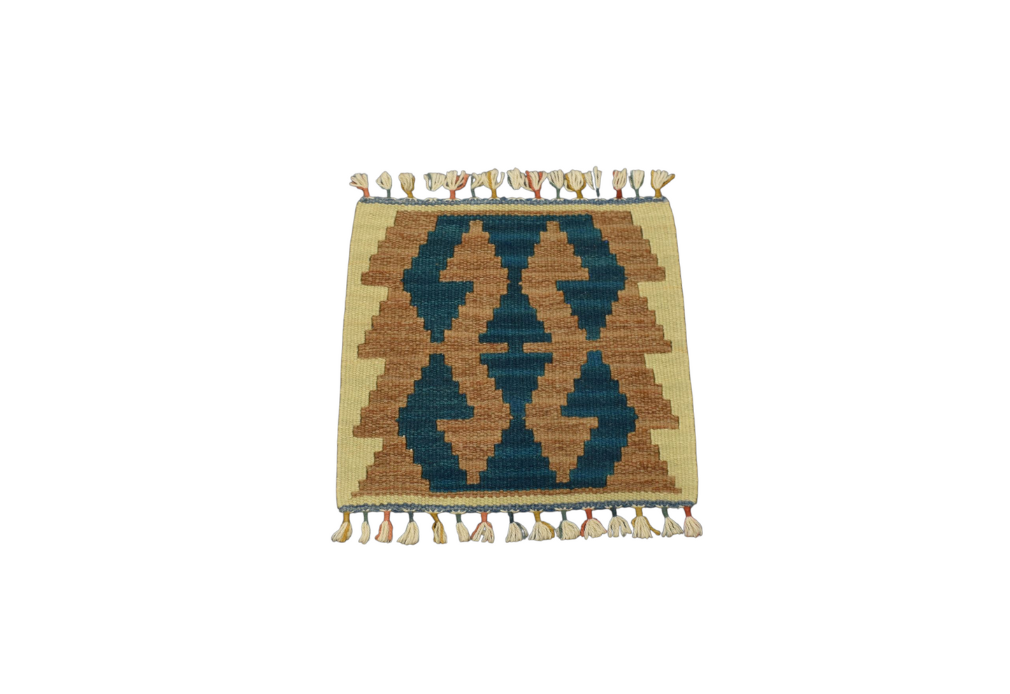 Kilim Antik El Dokuma Kare Köşe Sandalye Minderi Pınarbaşı Kayseri Yün Kilim 0875 - Yeni - Çok Renkli