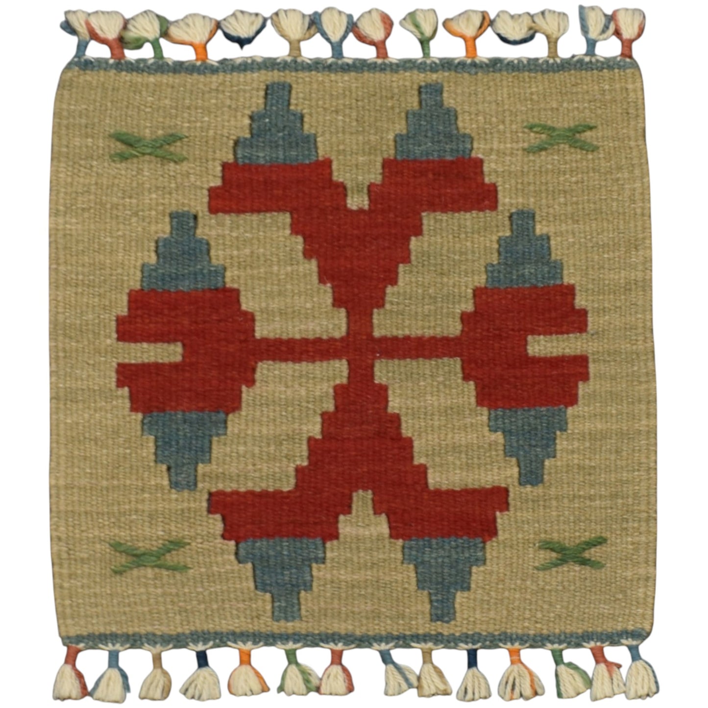 Kilim Antik El Dokuma Kare Köşe Sandalye Minderi Pınarbaşı Kayseri Yün Kilim 0877 - Yeni - Çok Renkli