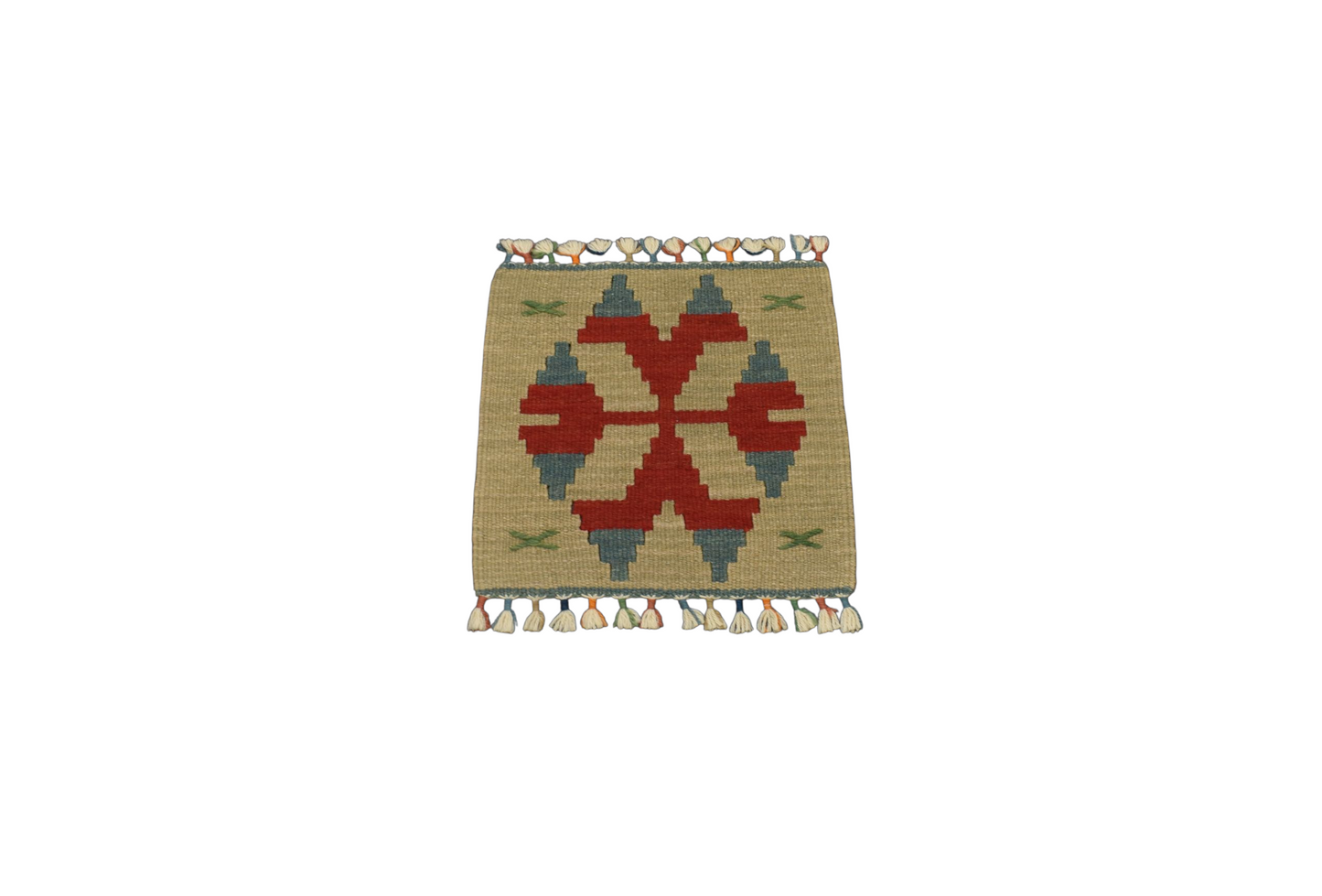 Kilim Antik El Dokuma Kare Köşe Sandalye Minderi Pınarbaşı Kayseri Yün Kilim 0877 - Yeni - Çok Renkli