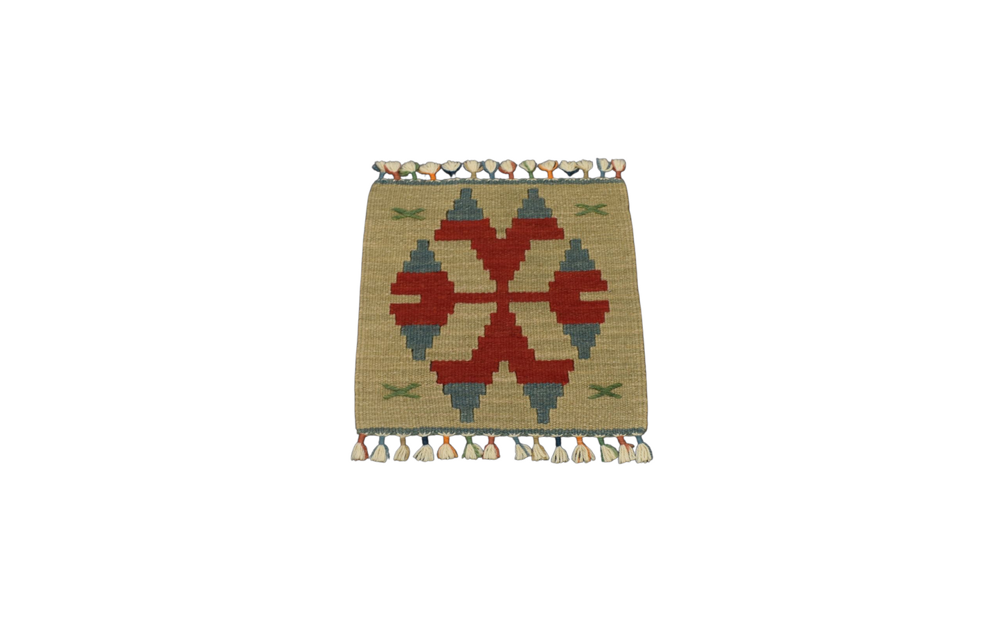 Kilim Antik El Dokuma Kare Köşe Sandalye Minderi Pınarbaşı Kayseri Yün Kilim 0877 - Yeni - Çok Renkli