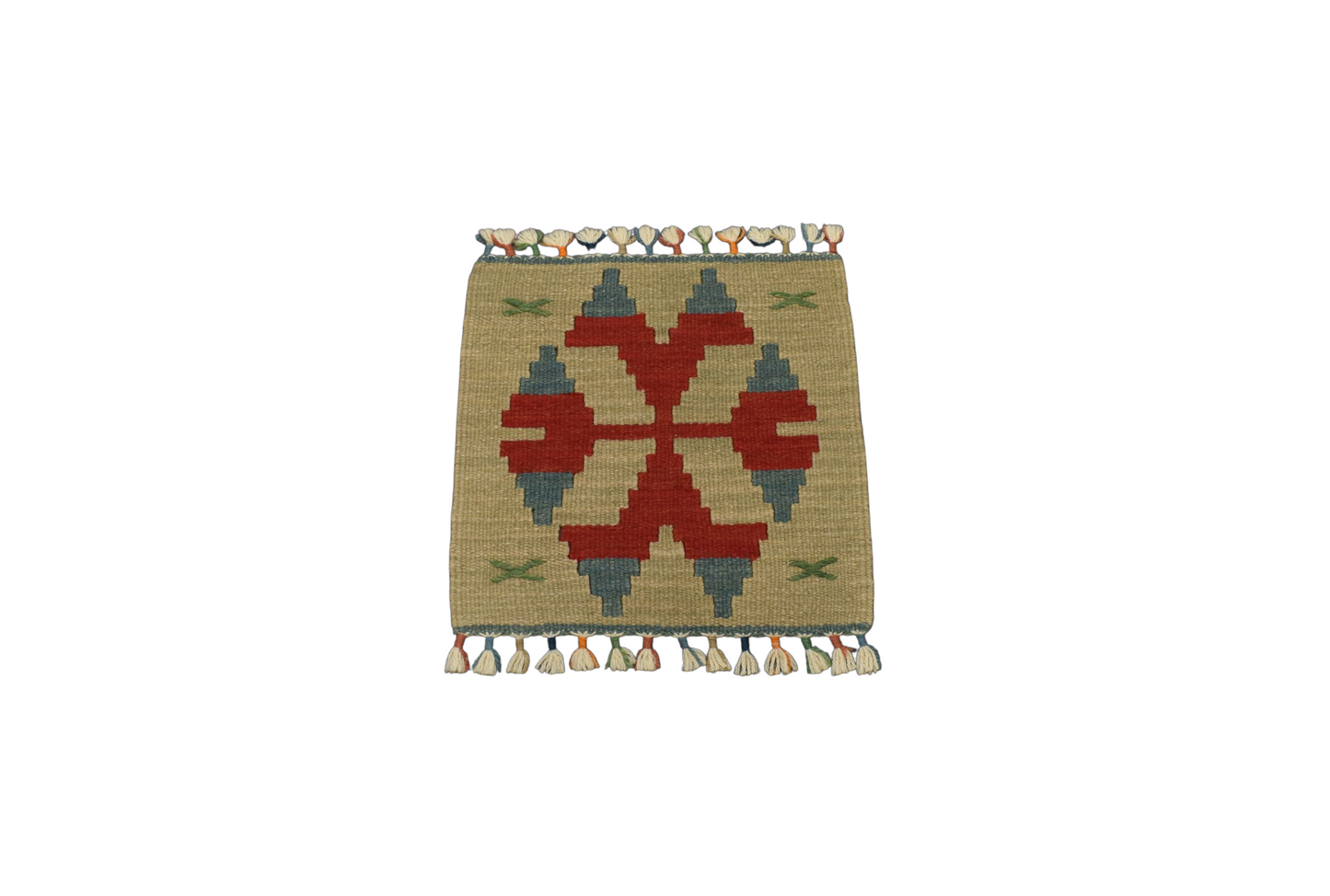 Kilim Antik El Dokuma Kare Köşe Sandalye Minderi Pınarbaşı Kayseri Yün Kilim 0877 - Yeni - Çok Renkli