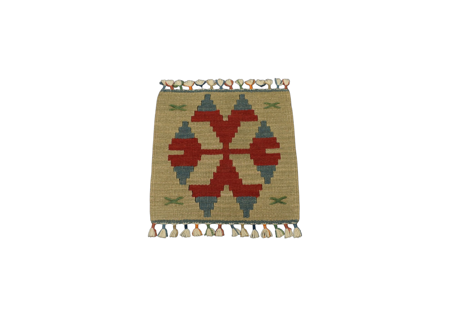 Kilim Antik El Dokuma Kare Köşe Sandalye Minderi Pınarbaşı Kayseri Yün Kilim 0877 - Yeni - Çok Renkli