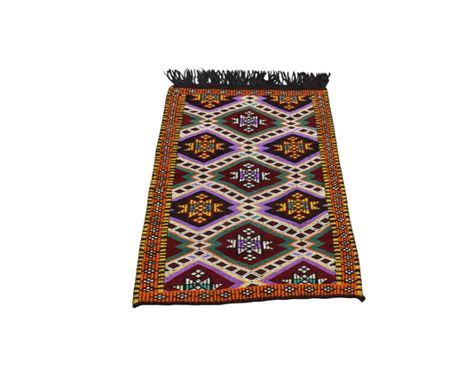 Kilim Antik El Dokuma Yün Çumra Yörük Kilimi 0087 - Yeni - Çok Renkli