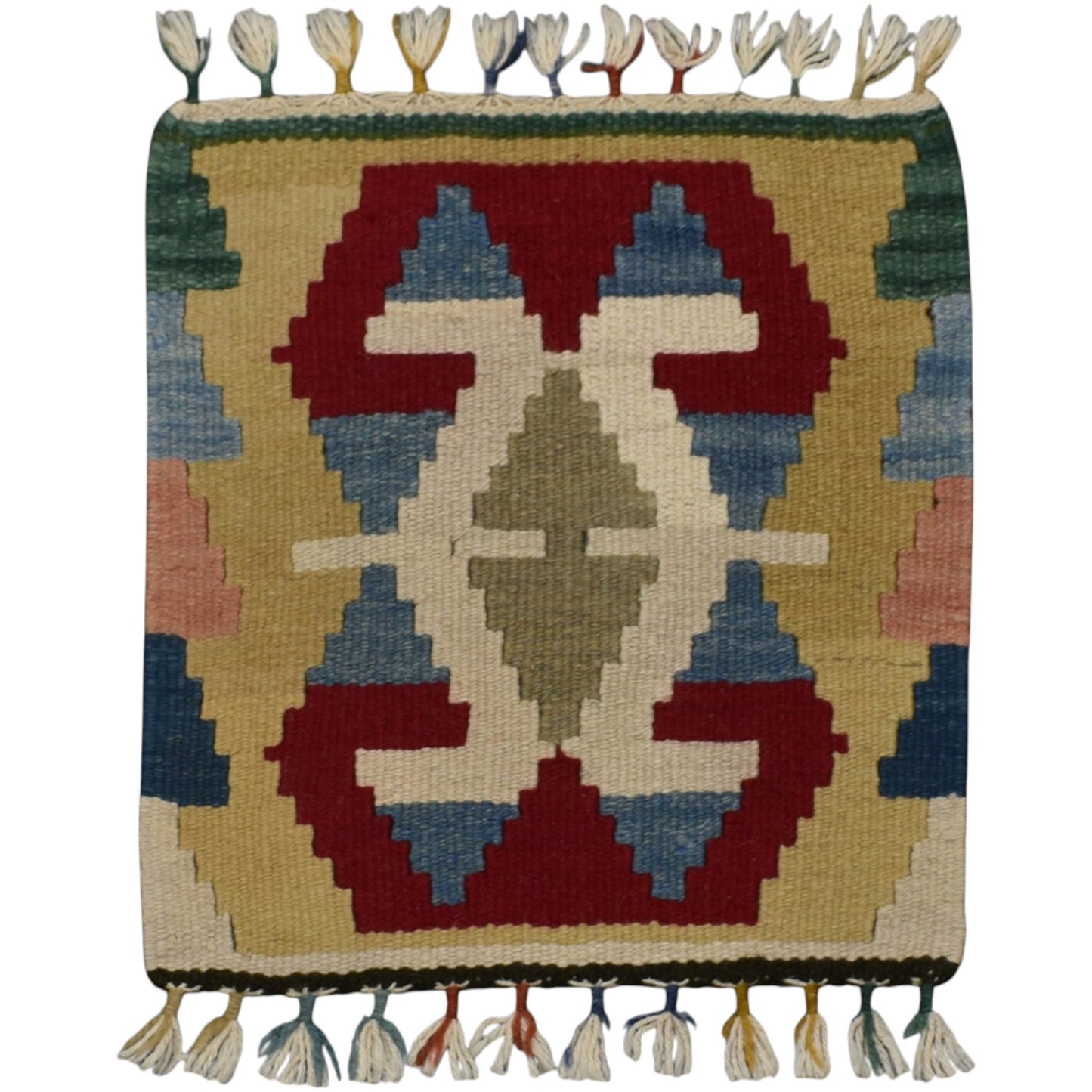 Kilim Antik El Dokuma Köşe Sandalye Koltuk Minderi Pınarbaşı Kayseri Yün Kilim 0881 - Yeni - Çok Renkli