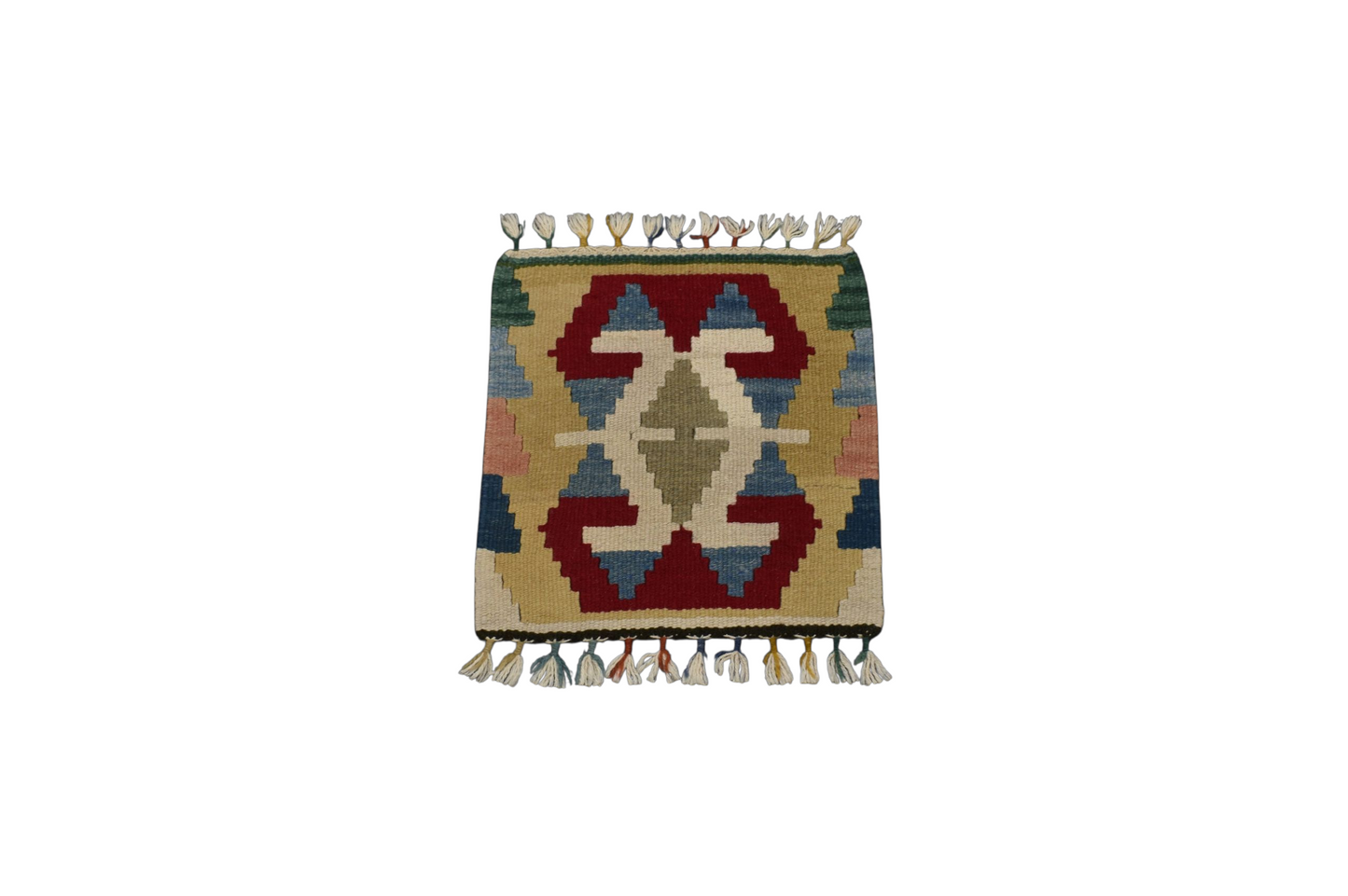 Kilim Antik El Dokuma Köşe Sandalye Koltuk Minderi Pınarbaşı Kayseri Yün Kilim 0881 - Yeni - Çok Renkli