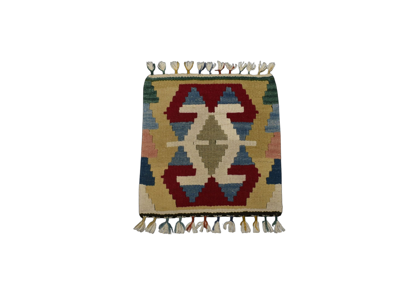 Kilim Antik El Dokuma Köşe Sandalye Koltuk Minderi Pınarbaşı Kayseri Yün Kilim 0881 - Yeni - Çok Renkli