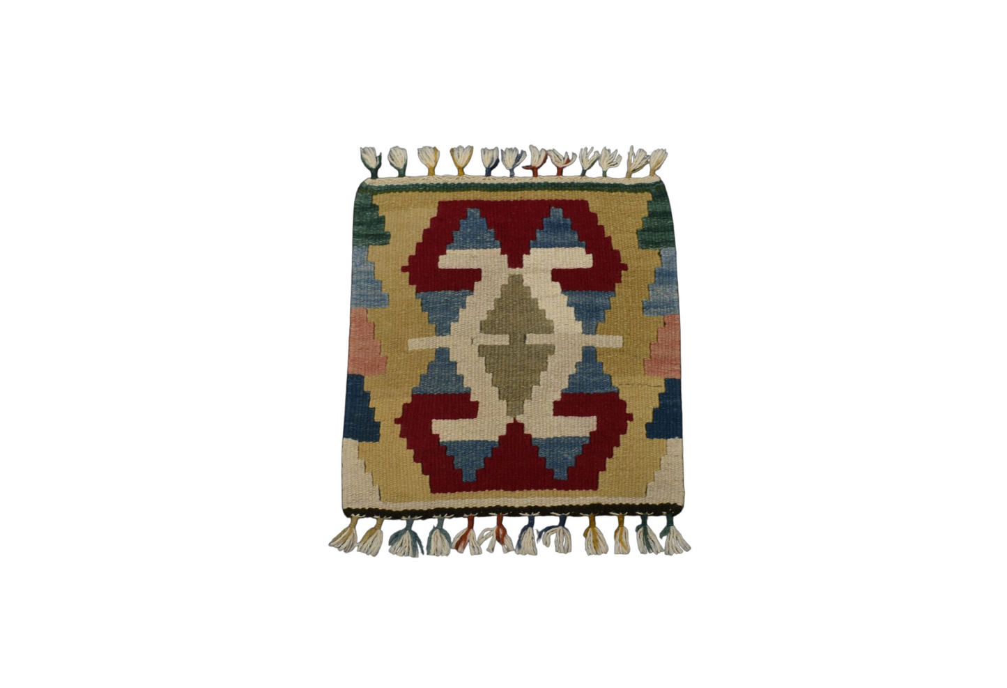 Kilim Antik El Dokuma Köşe Sandalye Koltuk Minderi Pınarbaşı Kayseri Yün Kilim 0881 - Yeni - Çok Renkli