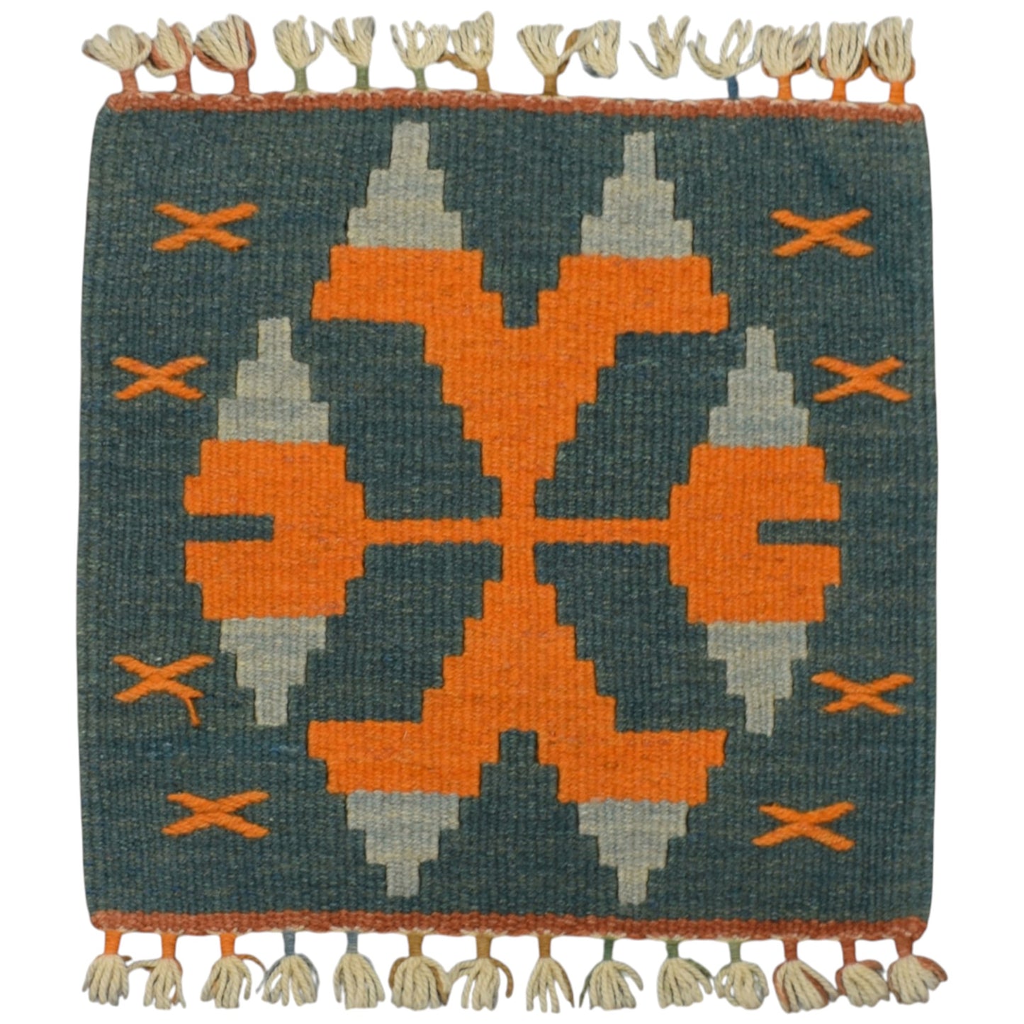 Kilim Antik El Dokuma Kare Köşe Sandalye Minderi Pınarbaşı Kayseri Yün Kilim 0884 - Yeni - Çok Renkli