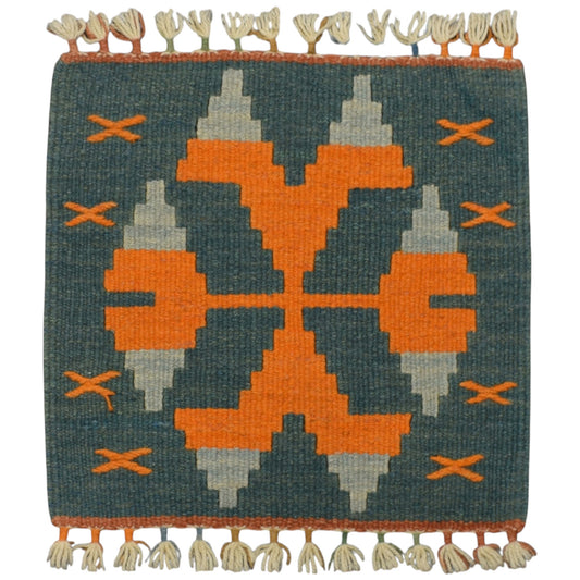 Kilim Antik El Dokuma Kare Köşe Sandalye Minderi Pınarbaşı Kayseri Yün Kilim 0884 - Yeni - Çok Renkli