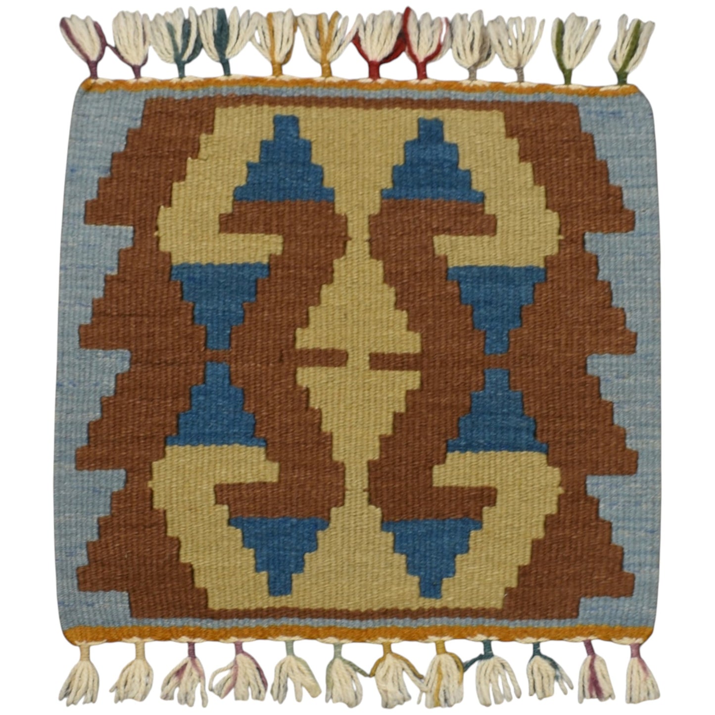 Kilim Antik El Dokuma Kare Köşe Sandalye Minderi Pınarbaşı Kayseri Yün Kilim 0888 - Yeni - Çok Renkli