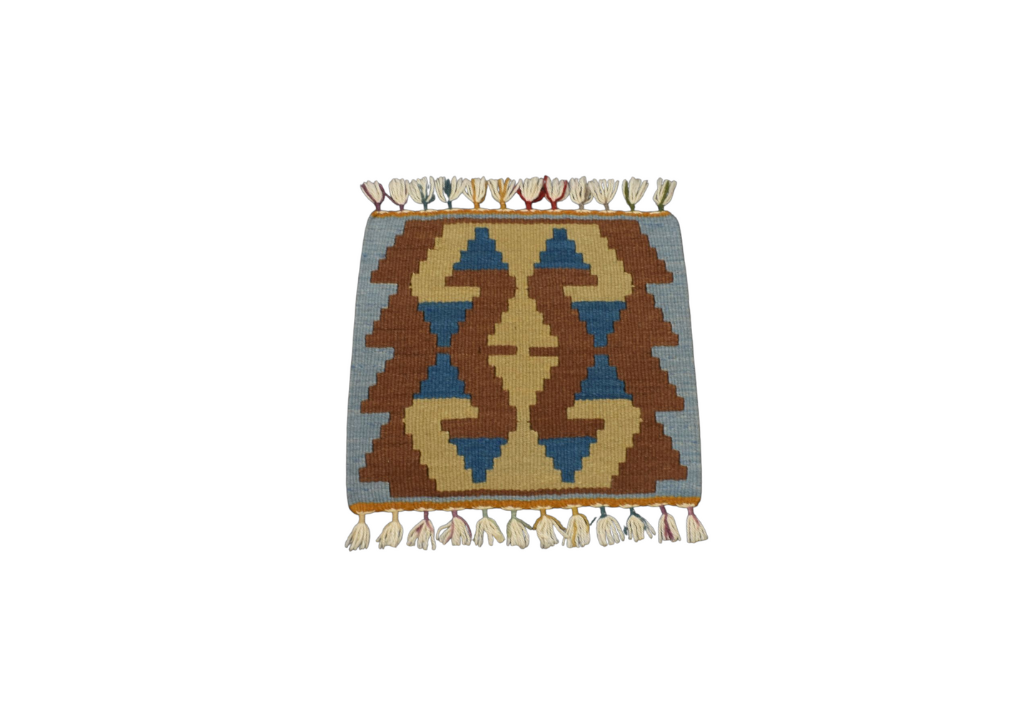 Kilim Antik El Dokuma Kare Köşe Sandalye Minderi Pınarbaşı Kayseri Yün Kilim 0888 - Yeni - Çok Renkli