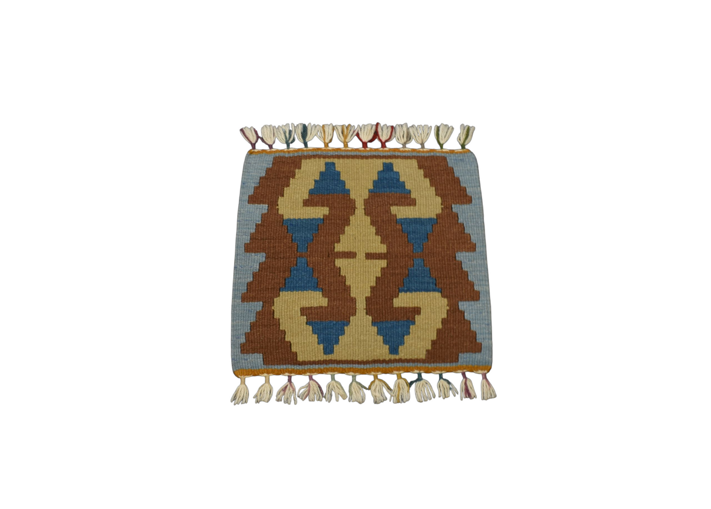 Kilim Antik El Dokuma Kare Köşe Sandalye Minderi Pınarbaşı Kayseri Yün Kilim 0888 - Yeni - Çok Renkli