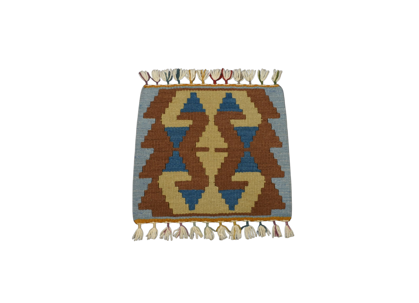 Kilim Antik El Dokuma Kare Köşe Sandalye Minderi Pınarbaşı Kayseri Yün Kilim 0888 - Yeni - Çok Renkli