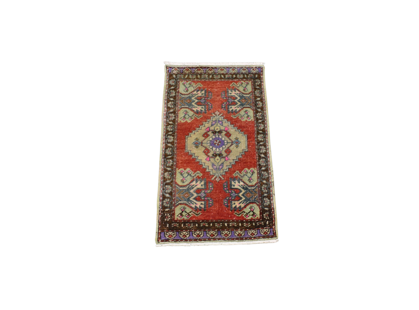 Kilim Antik El Dokuma Eskitme Anadolu Yün Halı 0890 - Vintage - Çok Renkli