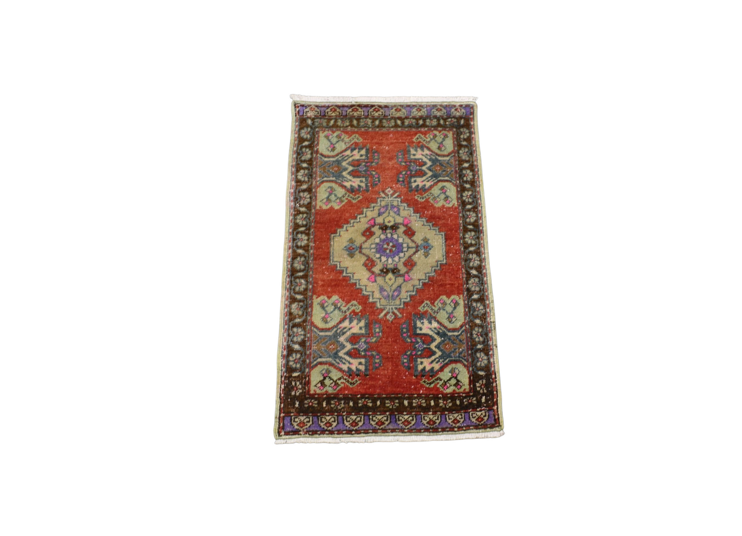 Kilim Antik El Dokuma Eskitme Anadolu Yün Halı 0890 - Vintage - Çok Renkli