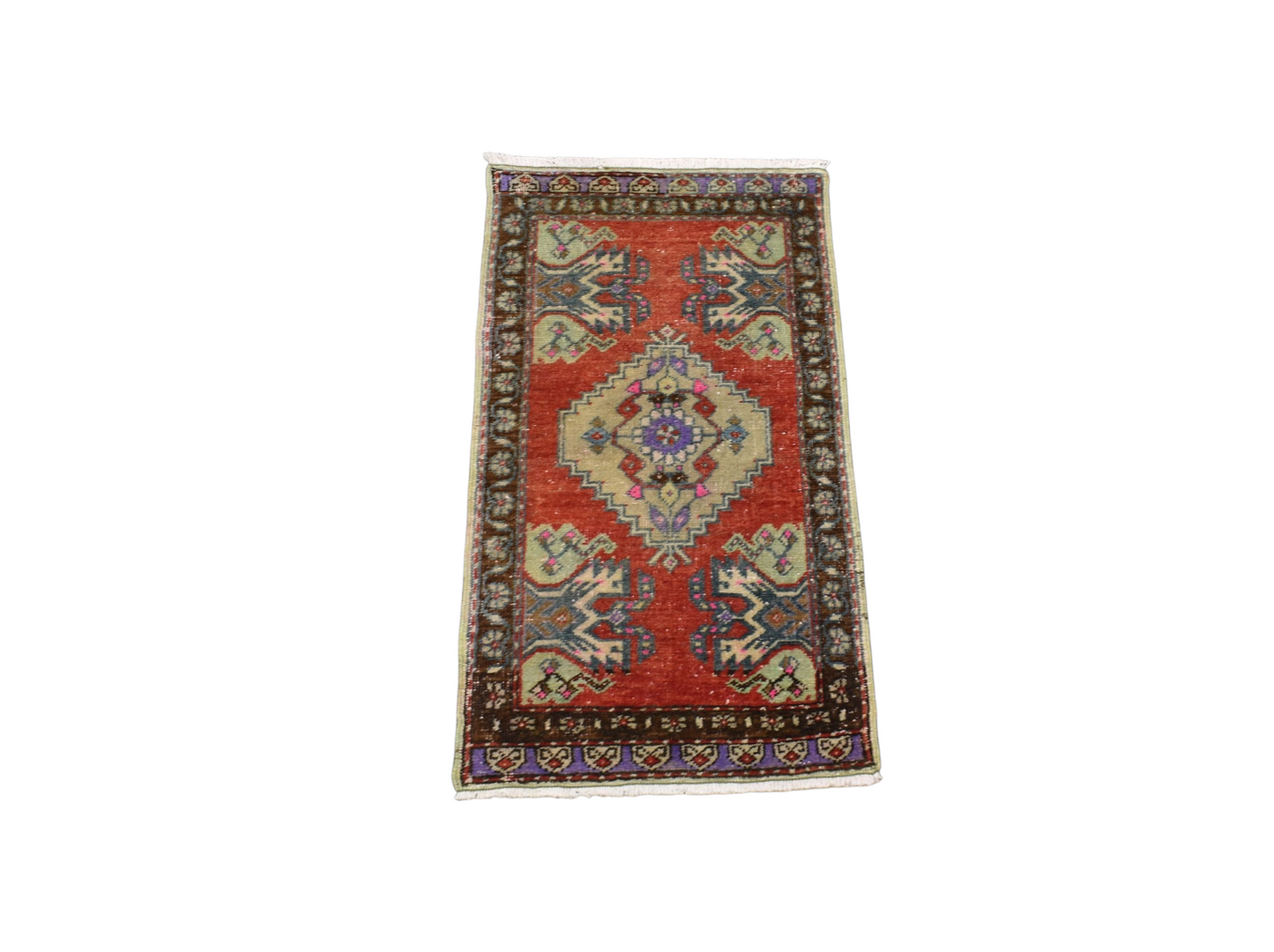 Kilim Antik El Dokuma Eskitme Anadolu Yün Halı 0890 - Vintage - Çok Renkli