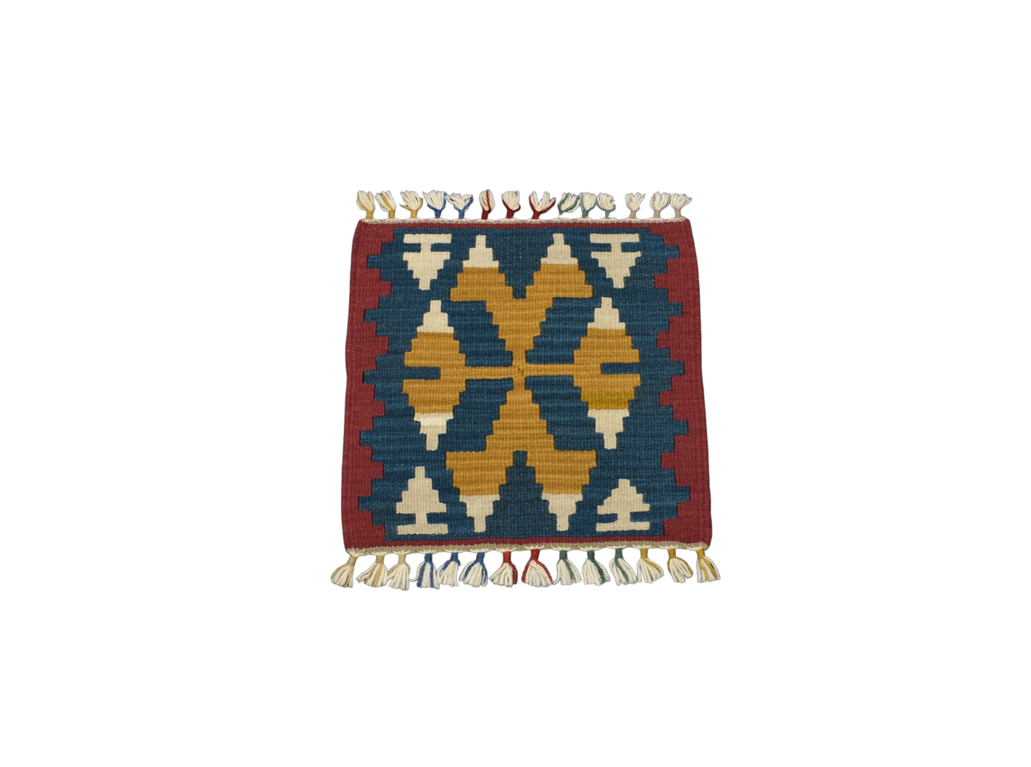 Kilim Antik El Dokuma Kare Köşe Sandalye Minderi Pınarbaşı Kayseri Yün Kilim 0891 - Yeni - Çok Renkli