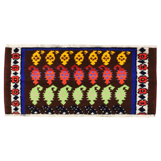 Kilim Antik El Dokuma Bademli Herki Bukleli Pamuklu Halı 0892 - Yeni - Çok Renkli