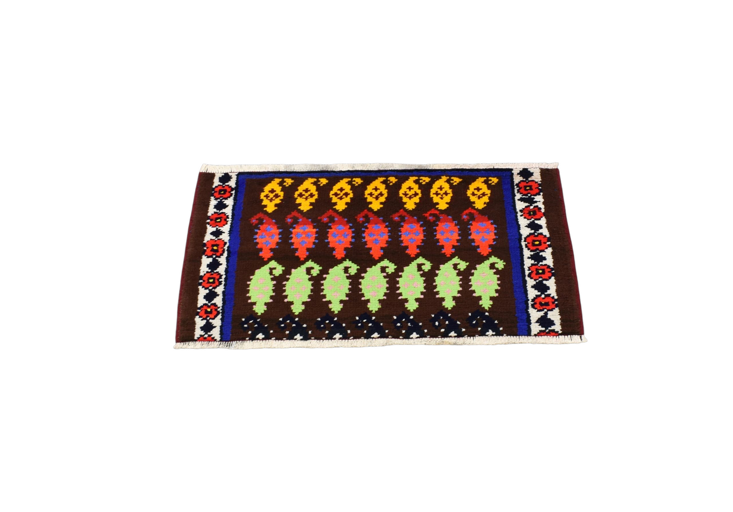 Kilim Antik El Dokuma Bademli Herki Bukleli Pamuklu Halı 0892 - Yeni - Çok Renkli