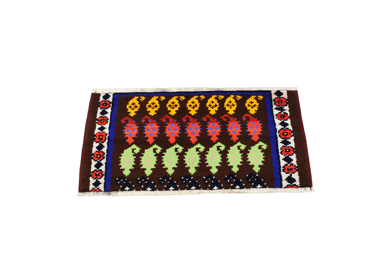 Kilim Antik El Dokuma Bademli Herki Bukleli Pamuklu Halı 0892 - Yeni - Çok Renkli
