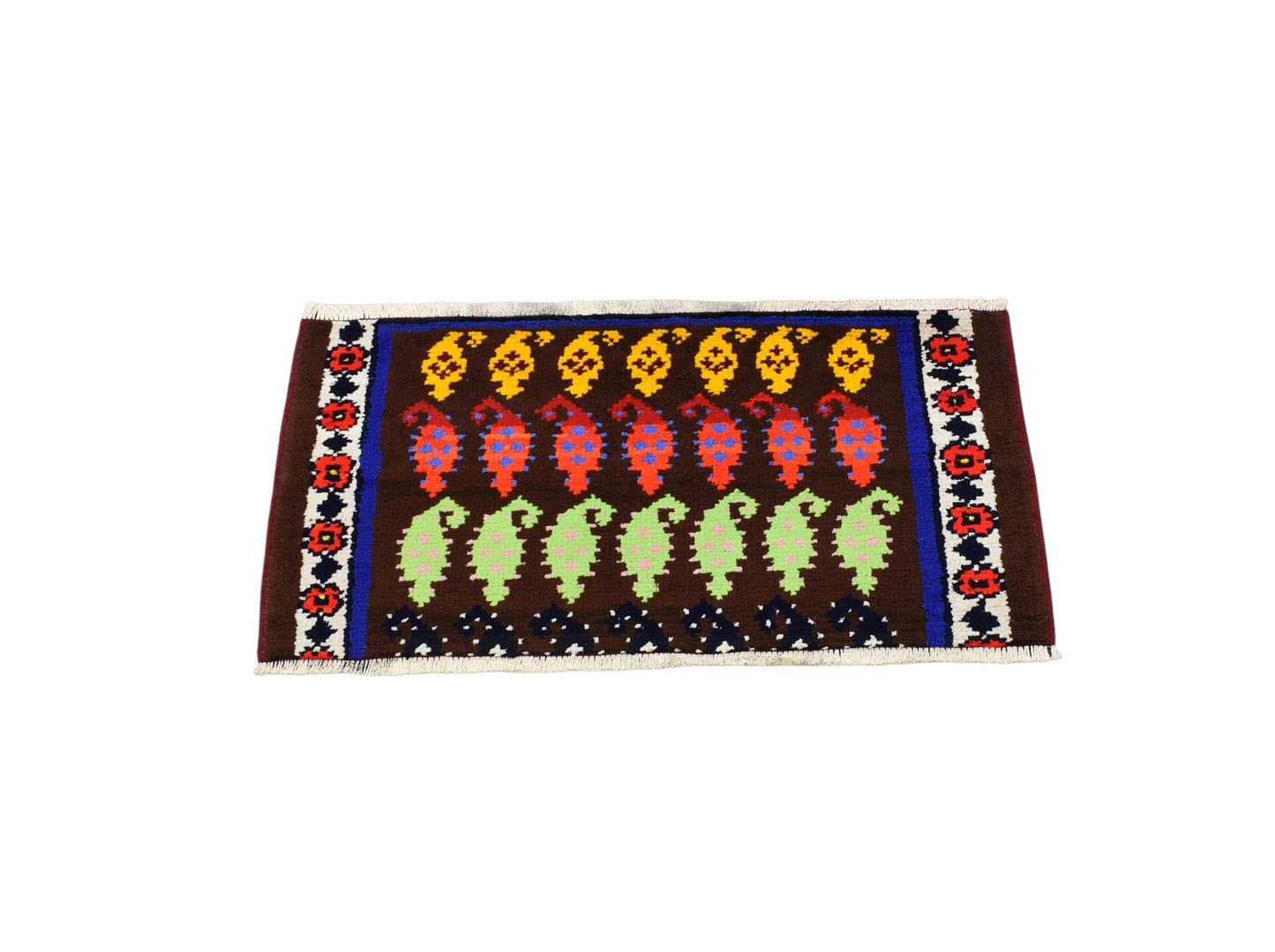 Kilim Antik El Dokuma Bademli Herki Bukleli Pamuklu Halı 0892 - Yeni - Çok Renkli