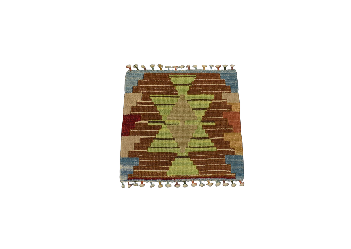 Kilim Antik El Dokuma Kare Köşe Sandalye Minderi Pınarbaşı Kayseri Yün Kilim 0893 - Yeni - Çok Renkli
