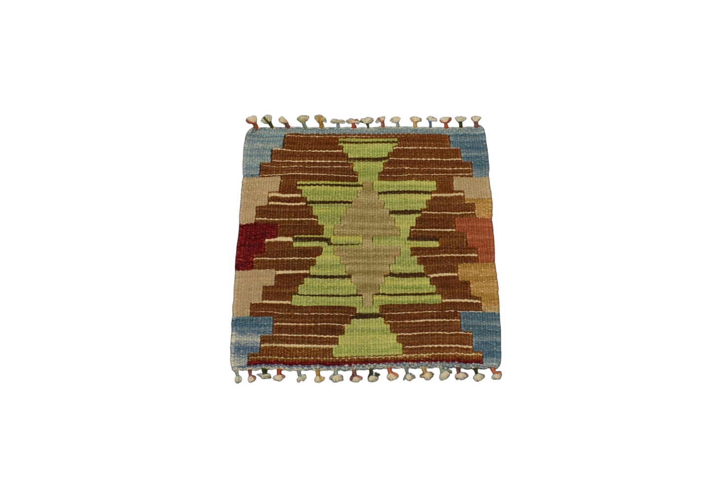 Kilim Antik El Dokuma Kare Köşe Sandalye Minderi Pınarbaşı Kayseri Yün Kilim 0893 - Yeni - Çok Renkli