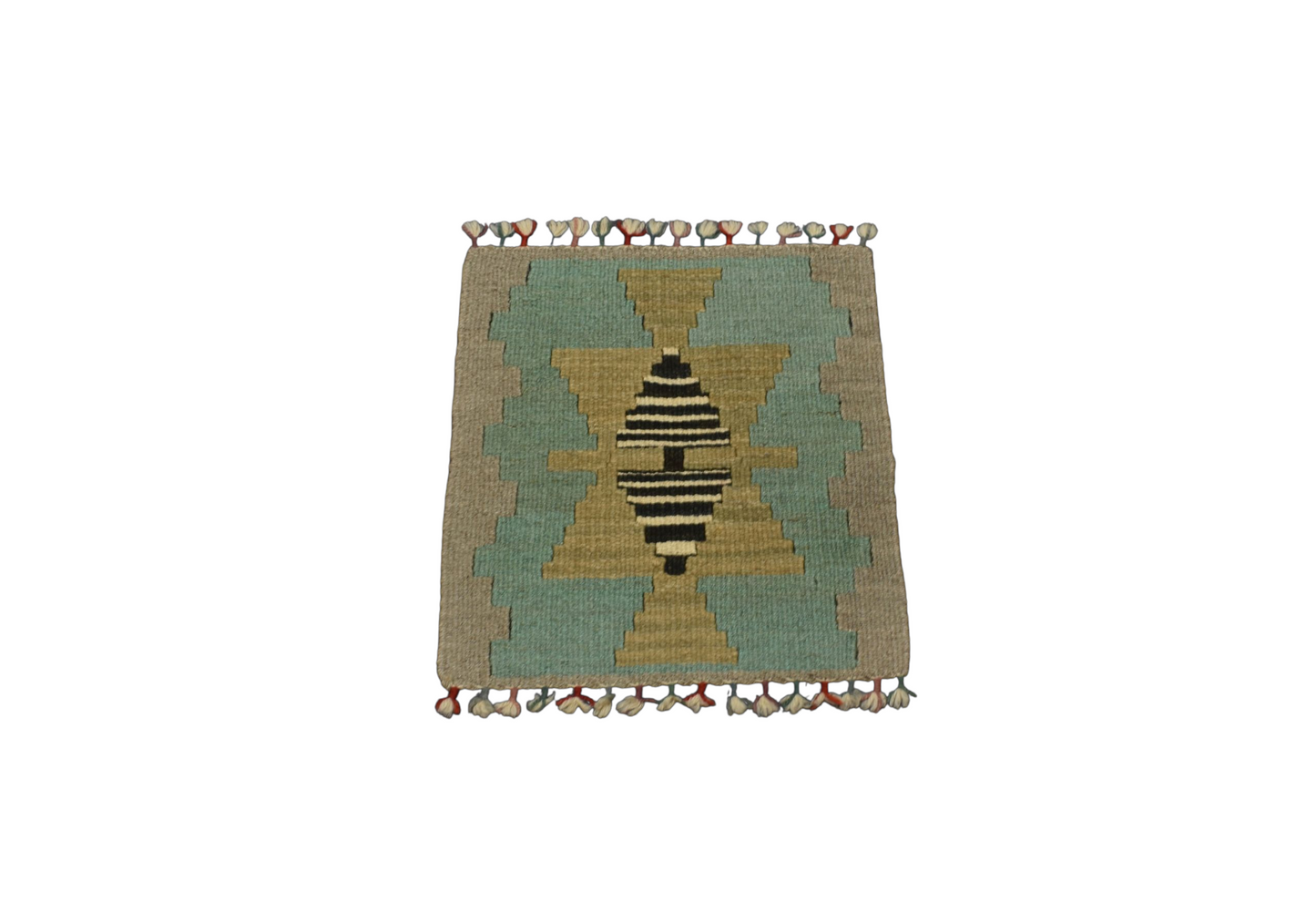 Kilim Antik El Dokuma Kare Köşe Sandalye Minderi Pınarbaşı Kayseri Yün Kilim 0894 - Yeni - Çok Renkli