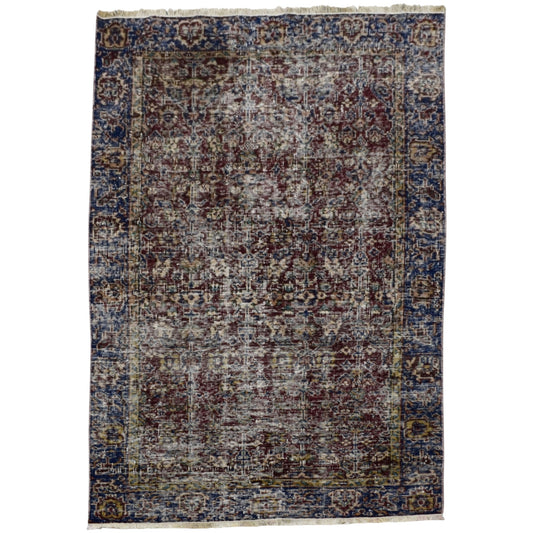 Kilim Antik El Dokuma İnce Çiçekli Yün Halı 0895 - Vintage - Bordo