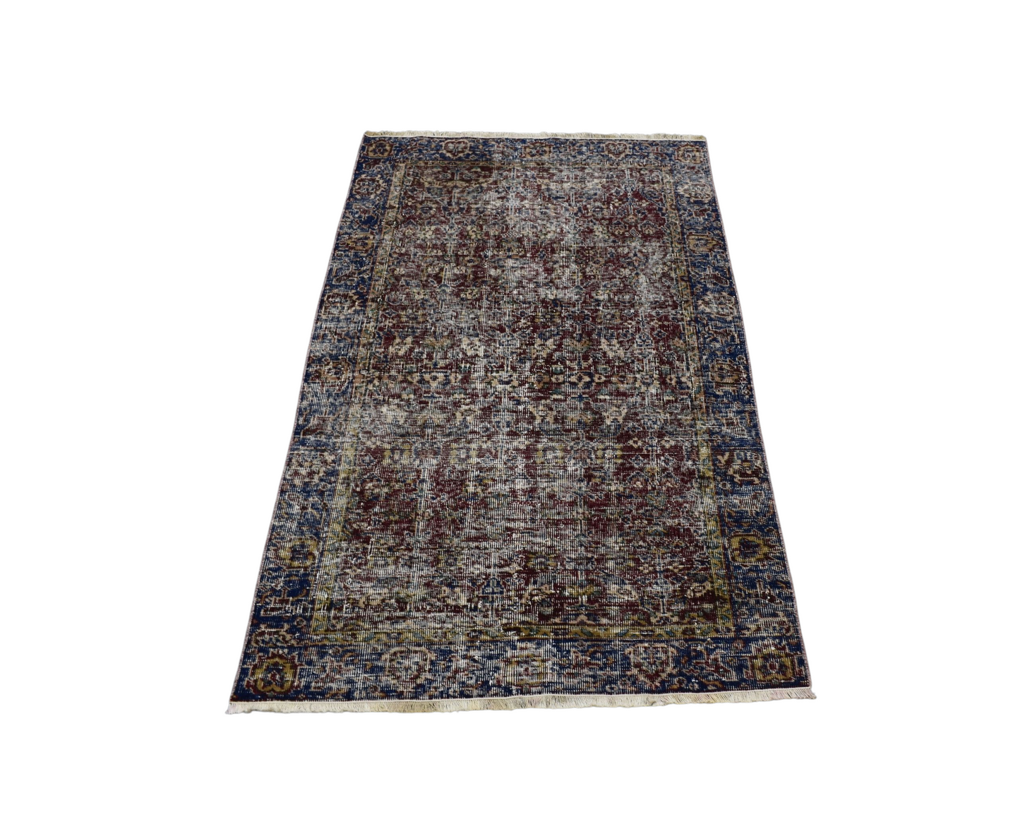 Kilim Antik El Dokuma İnce Çiçekli Yün Halı 0895 - Vintage - Bordo