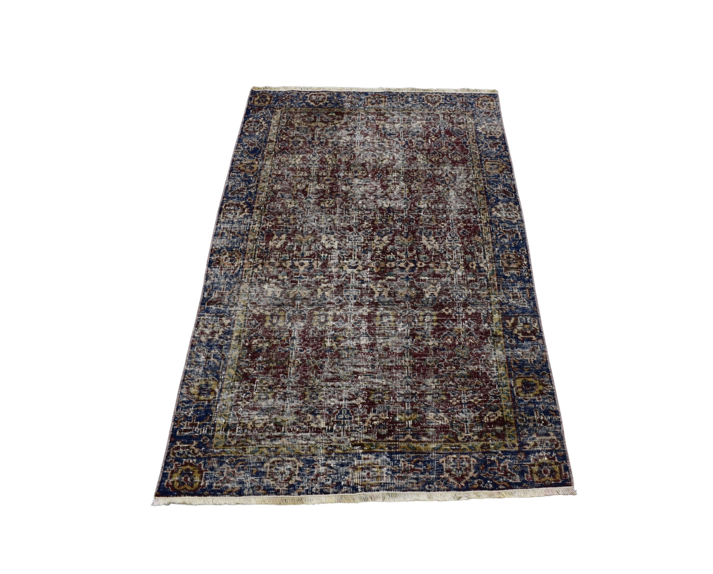 Kilim Antik El Dokuma İnce Çiçekli Yün Halı 0895 - Vintage - Bordo