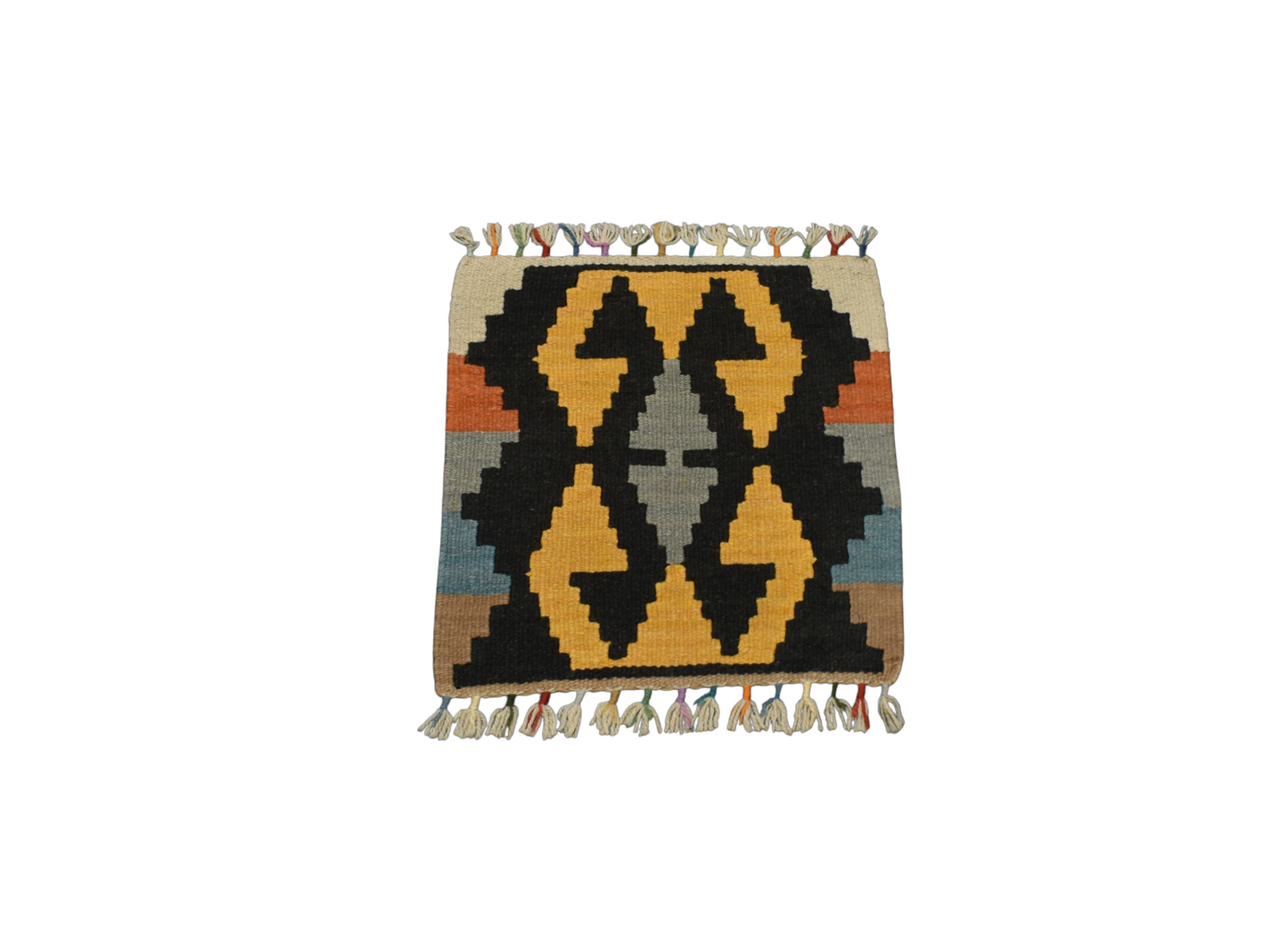 Kilim Antik El Dokuma Kare Köşe Koltuk Sandalye Minderi Kayseri Yün Kilim 0897 - Yeni - Çok Renkli