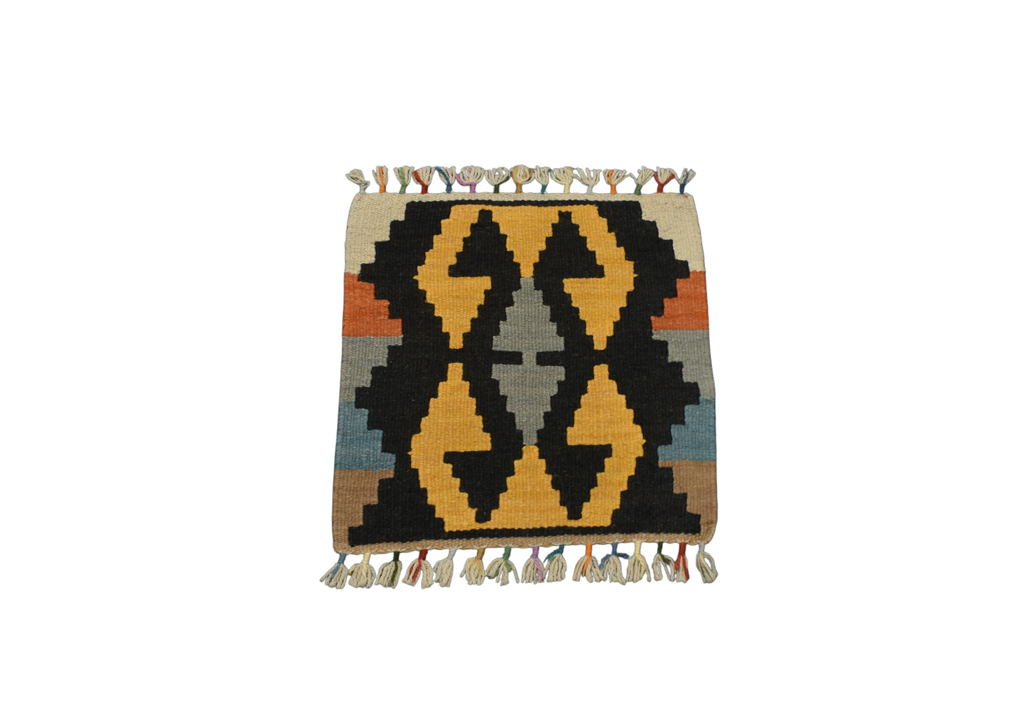 Kilim Antik El Dokuma Kare Köşe Koltuk Sandalye Minderi Kayseri Yün Kilim 0897 - Yeni - Çok Renkli