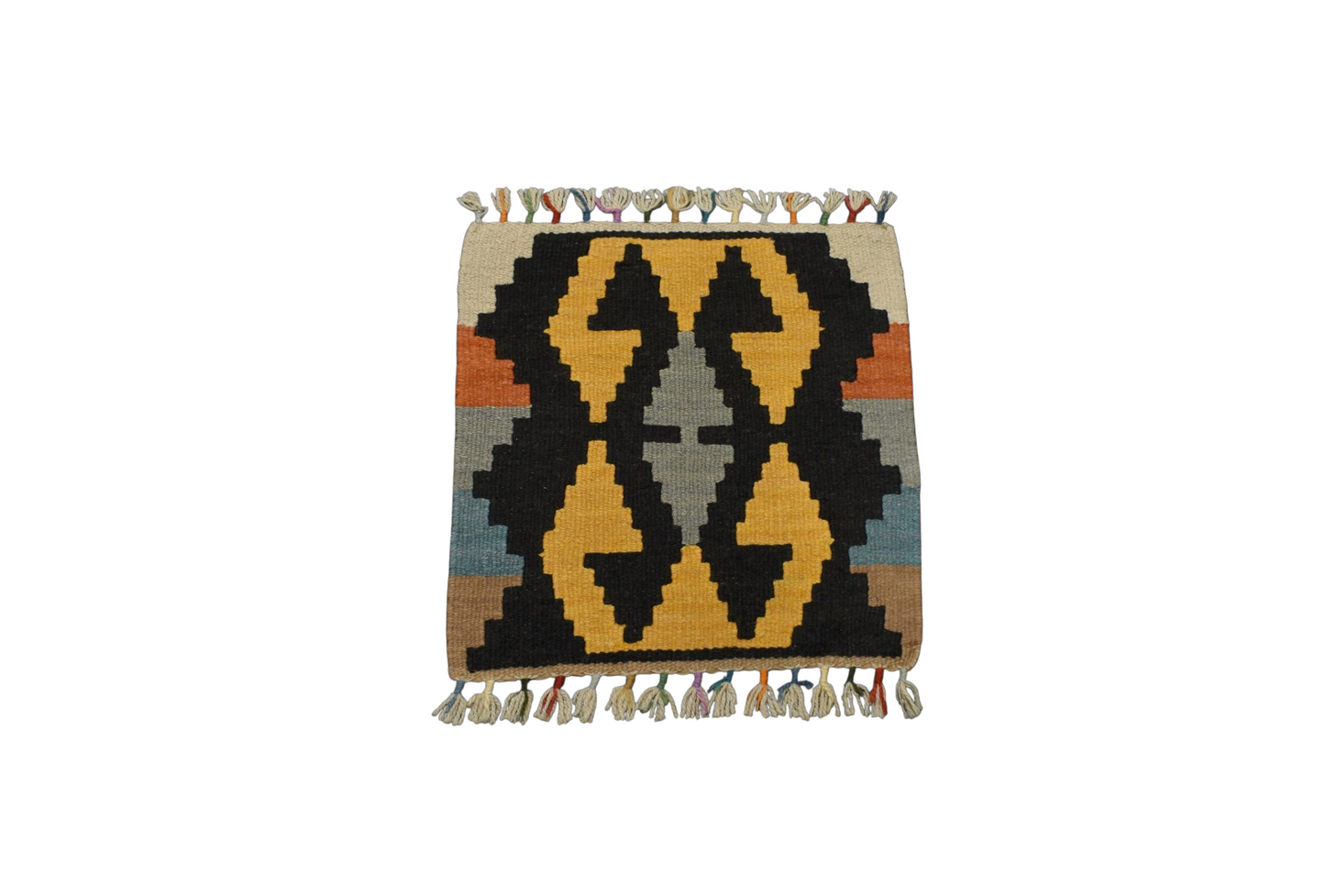Kilim Antik El Dokuma Kare Köşe Koltuk Sandalye Minderi Kayseri Yün Kilim 0897 - Yeni - Çok Renkli