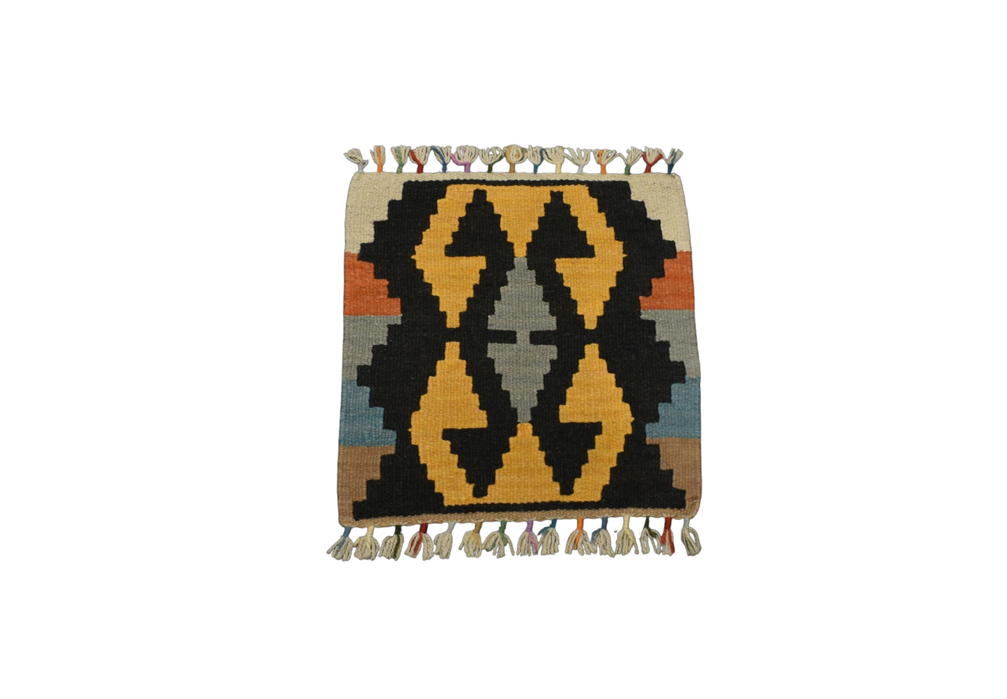 Kilim Antik El Dokuma Kare Köşe Koltuk Sandalye Minderi Kayseri Yün Kilim 0897 - Yeni - Çok Renkli
