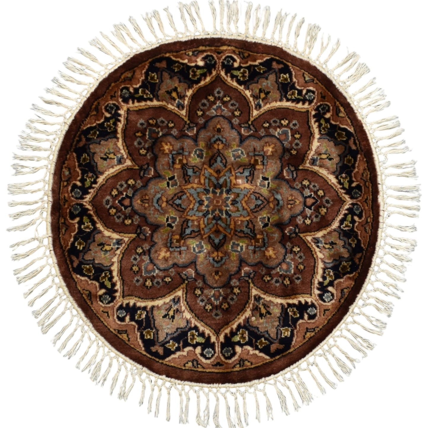 Kilim Antik El Dokuma Oval Yuvarlak İsfahan İran Yün Halı 0900 - Yeni - Çok Renkli