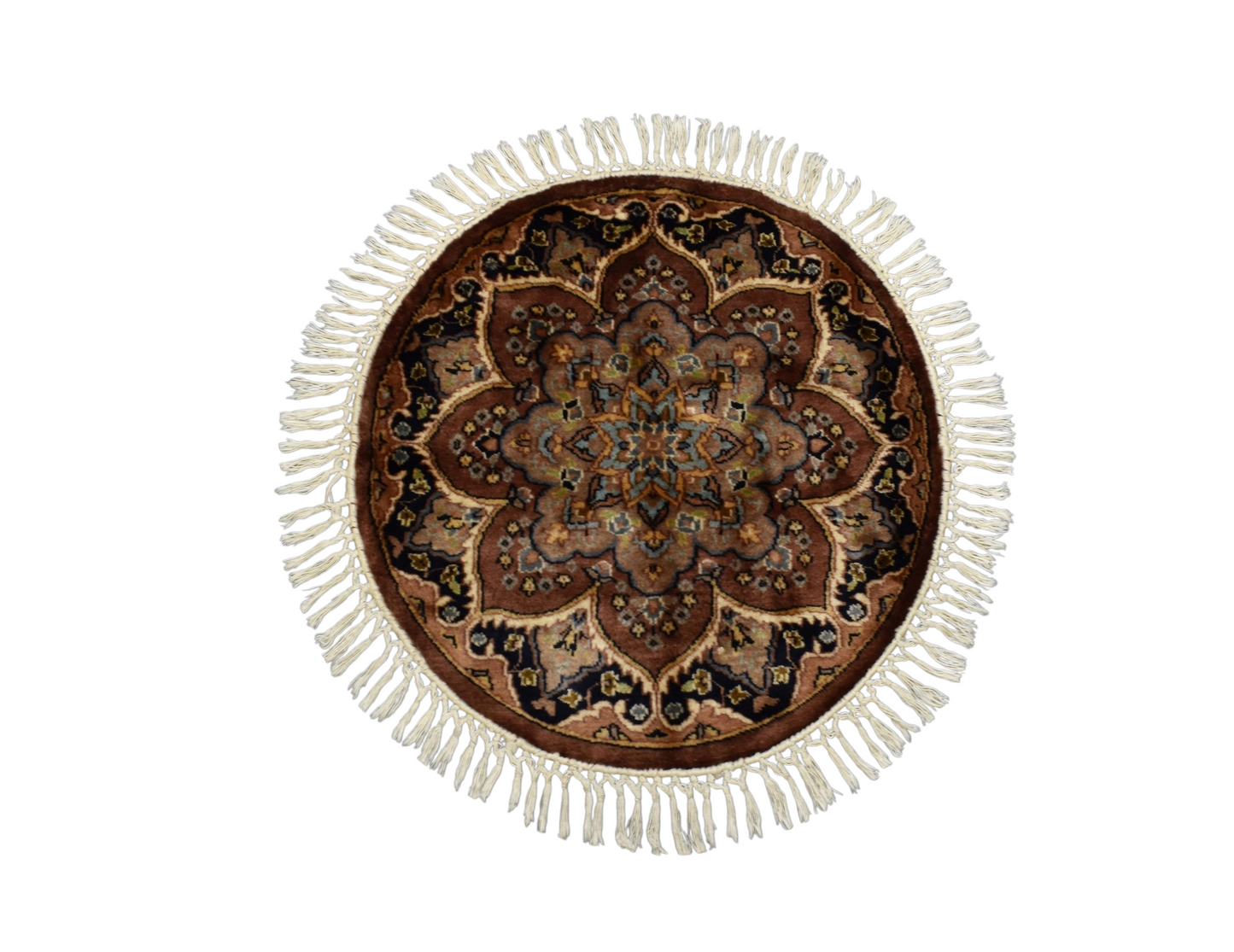 Kilim Antik El Dokuma Oval Yuvarlak İsfahan İran Yün Halı 0900 - Yeni - Çok Renkli