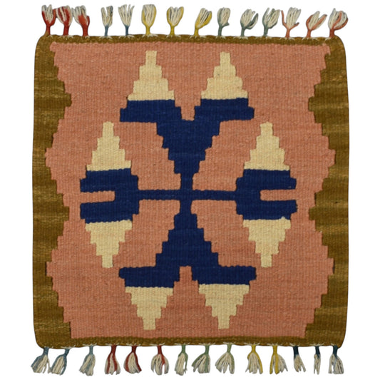 Kilim Antik El Dokuma Kare Köşe Sandalye Minderi Pınarbaşı Kayseri Yün Kilim 0901 - Yeni - Çok Renkli