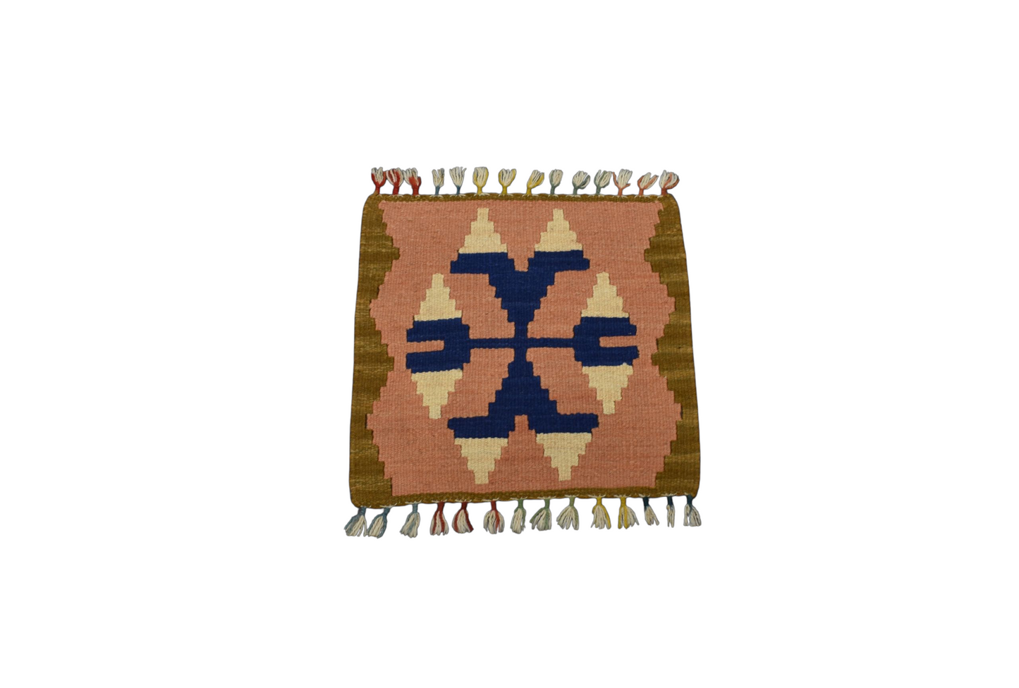 Kilim Antik El Dokuma Kare Köşe Sandalye Minderi Pınarbaşı Kayseri Yün Kilim 0901 - Yeni - Çok Renkli