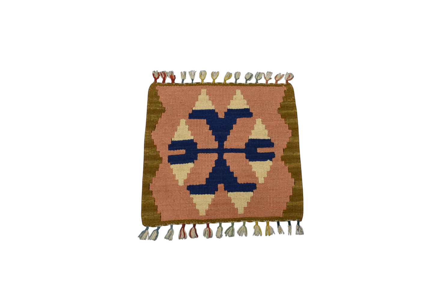Kilim Antik El Dokuma Kare Köşe Sandalye Minderi Pınarbaşı Kayseri Yün Kilim 0901 - Yeni - Çok Renkli
